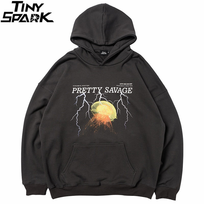 Men Hoodie Sweatshirt Hip Hop Streetwear Lightning Hoodie Pullover Harajuku Autumn Winter Fleece Hoodies Cotton Hipster