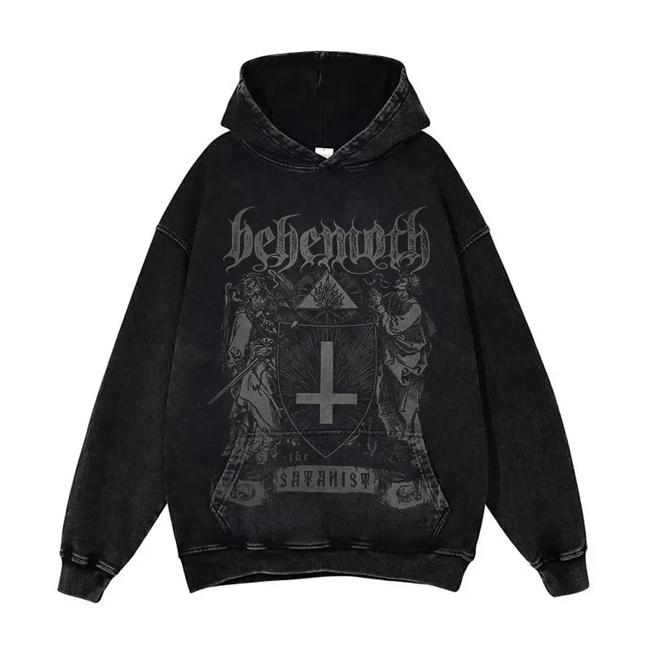 Anime Pain Graphic Hoodie Men's Retro Washed Harajuku Streetwear