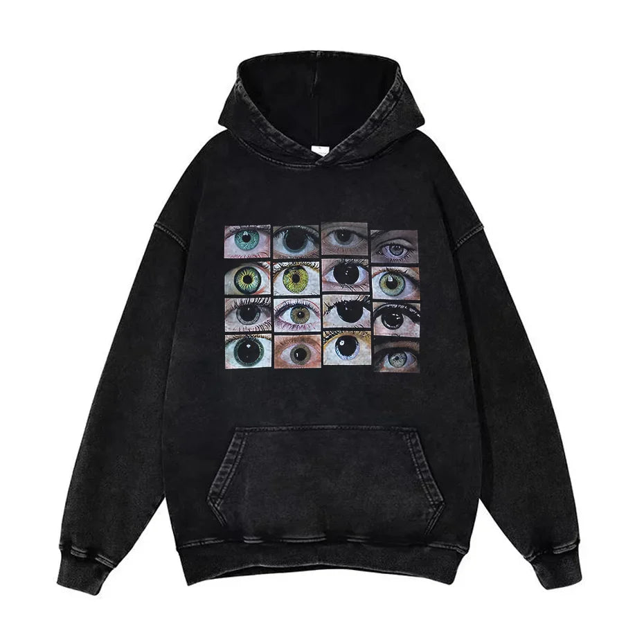 Anime Pain Graphic Hoodie Men's Retro Washed Harajuku Streetwear
