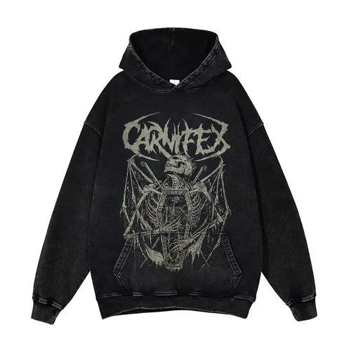 Anime Pain Graphic Hoodie Men's Retro Washed Harajuku Streetwear
