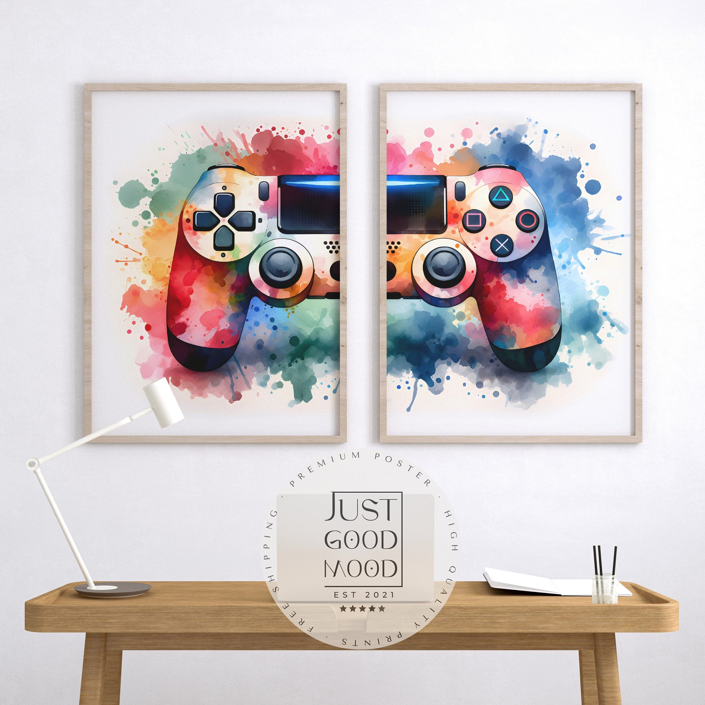 Gaming Poster 2er · Gaming Wandkunst · Gaming Raum Deko · Gamer Geschenk · Videospiel · Wand Deko · Esports Spiel·Deko Print· ohne Rahmen