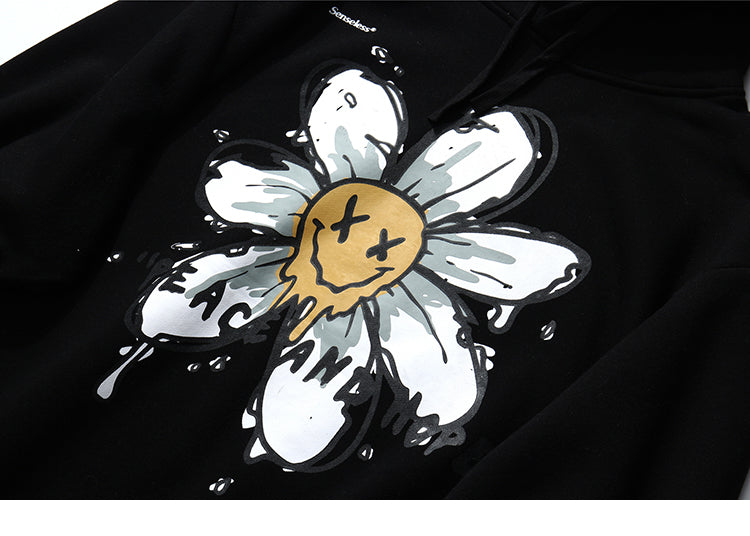 Harajuku Hoodie Sweatshirt Daisy Flower Men's Streetwear Hip Hop Hoodie Pullover Cotton Hooded Sweatshirt Fleece Winter