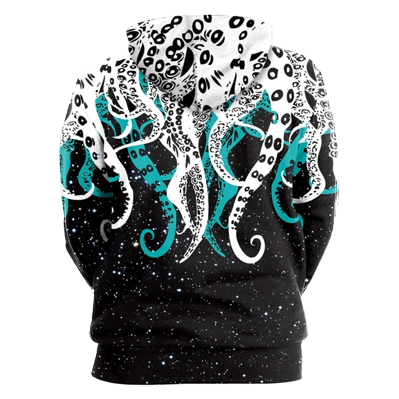 Octopus Printed  Cartoon 3D Women Men Hoodies